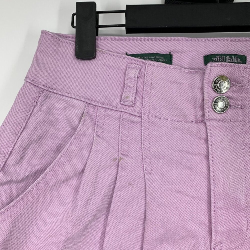 Wild Fable Shorts Purple Highest Rise A Line Pleated Bermuda Fray NWT - Picture 3 of 9